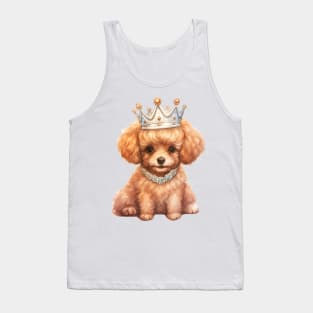 Watercolor Poodle Dog Wearing a Crown Tank Top